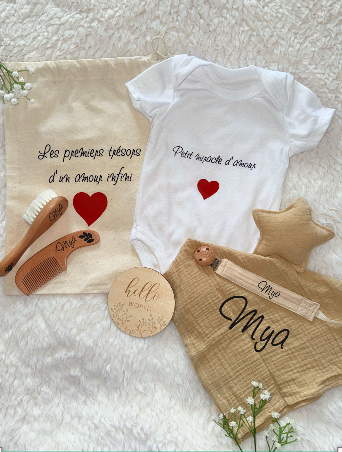 Ensemble Naissance Personnalisé | Cadeau Bébé – Body - Doudou et Accessoires Creationbyso
