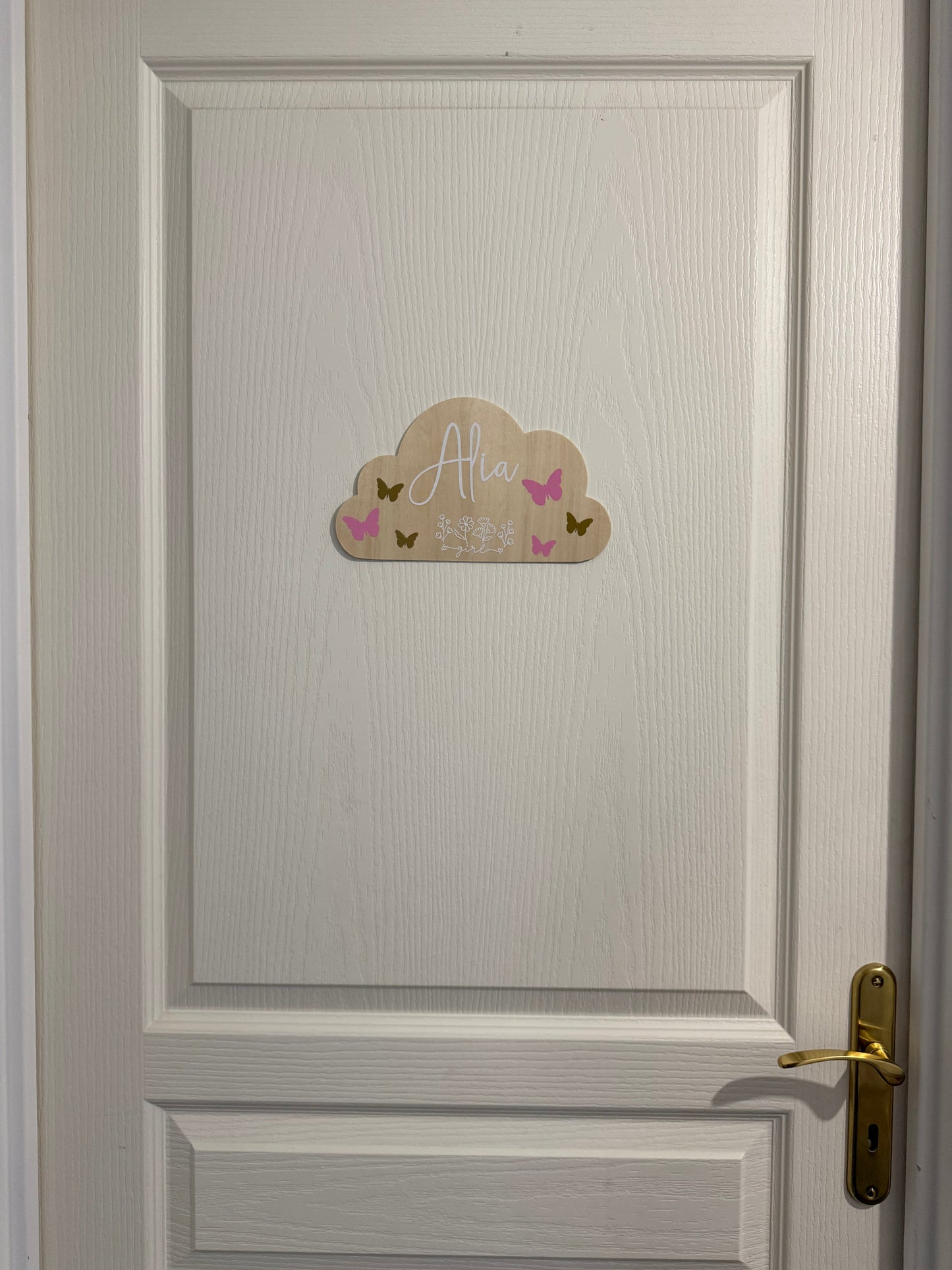 Pancarte nuage en bois personnalisée avec prénom Creationbyso