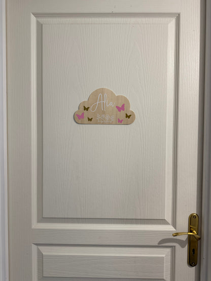 Pancarte nuage en bois personnalisée avec prénom Creationbyso