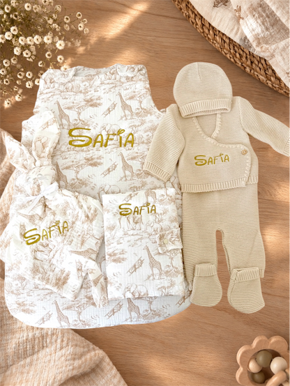 Coffret naissance personnalisé brodé – Cadeau bébé