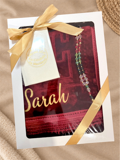 Coffret Tapis de Prière, Tasbih & Citadelle du Musulman/Coffret cadeau islamique
