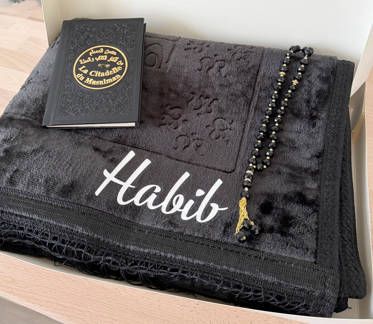 Coffret Tapis de Prière, Tasbih & Citadelle du Musulman/Coffret cadeau islamique