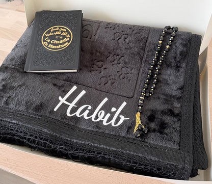 Coffret Tapis de Prière, Tasbih & Citadelle du Musulman/Coffret cadeau islamique