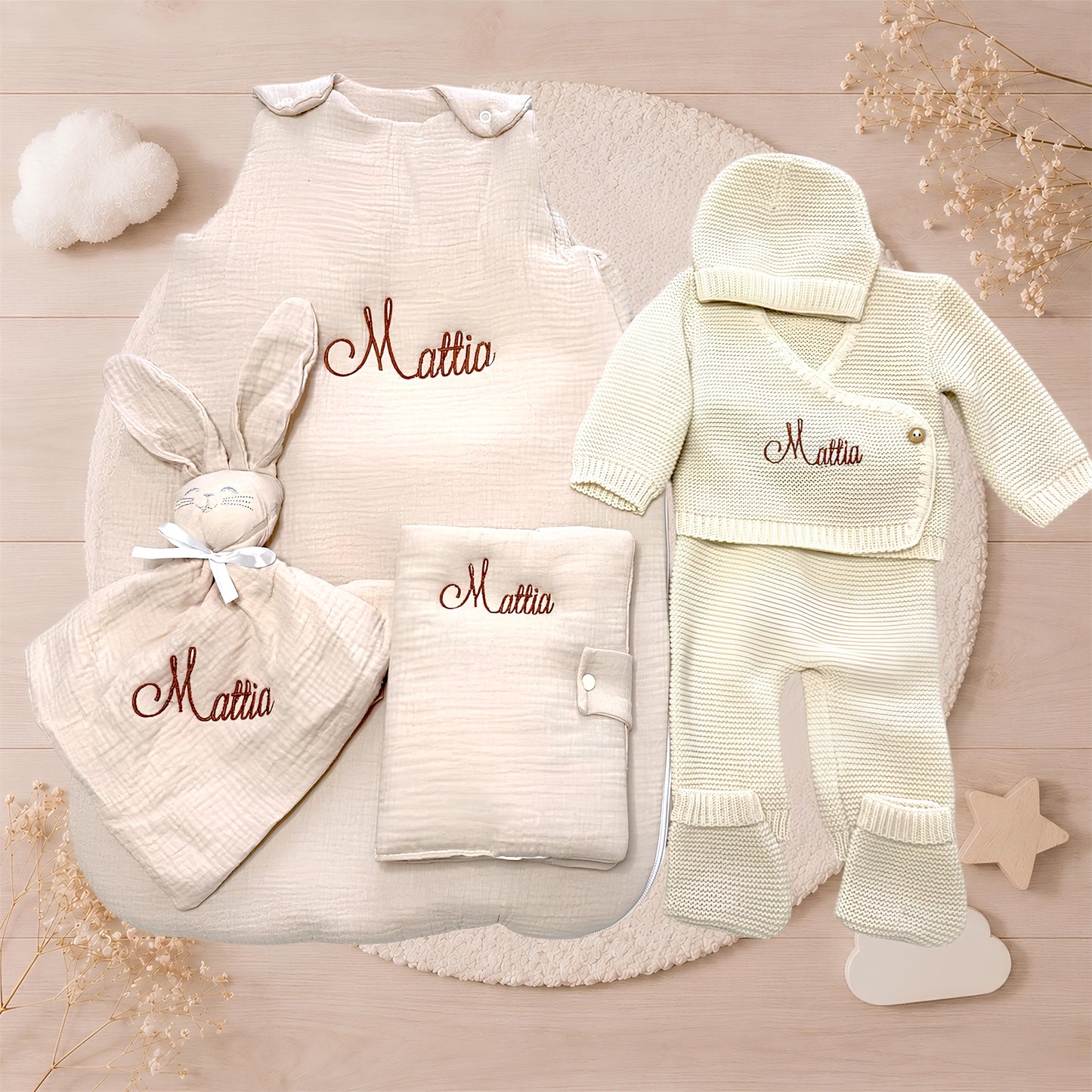 Ensemble naissance personnalisé brodé