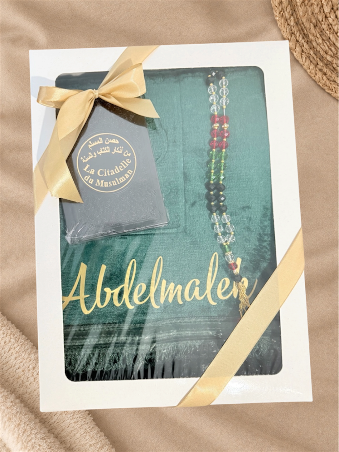 Coffret Tapis de Prière, Tasbih & Citadelle du Musulman/Coffret cadeau islamique