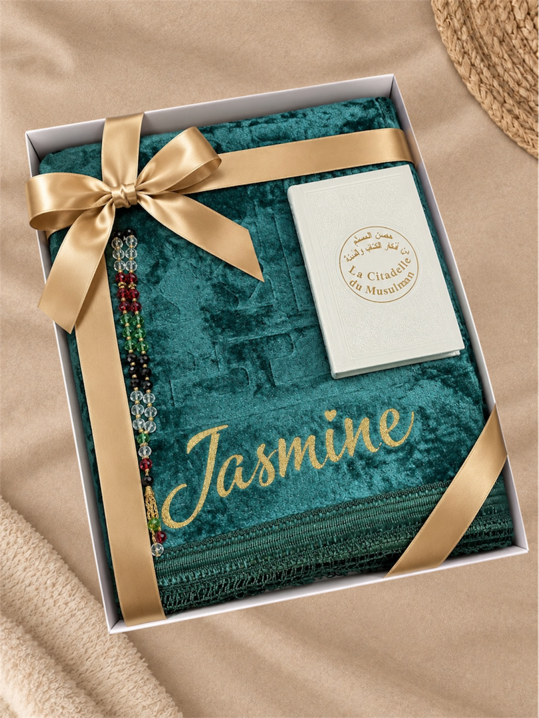 Coffret Tapis de Prière, Tasbih & Citadelle du Musulman/Coffret cadeau islamique