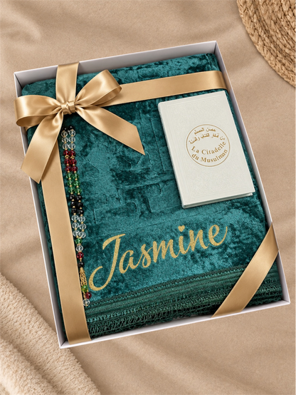 Coffret Tapis de Prière, Tasbih & Citadelle du Musulman/Coffret cadeau islamique
