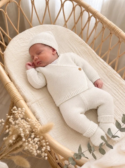 Ensemble naissance en maille personnalisé brodé