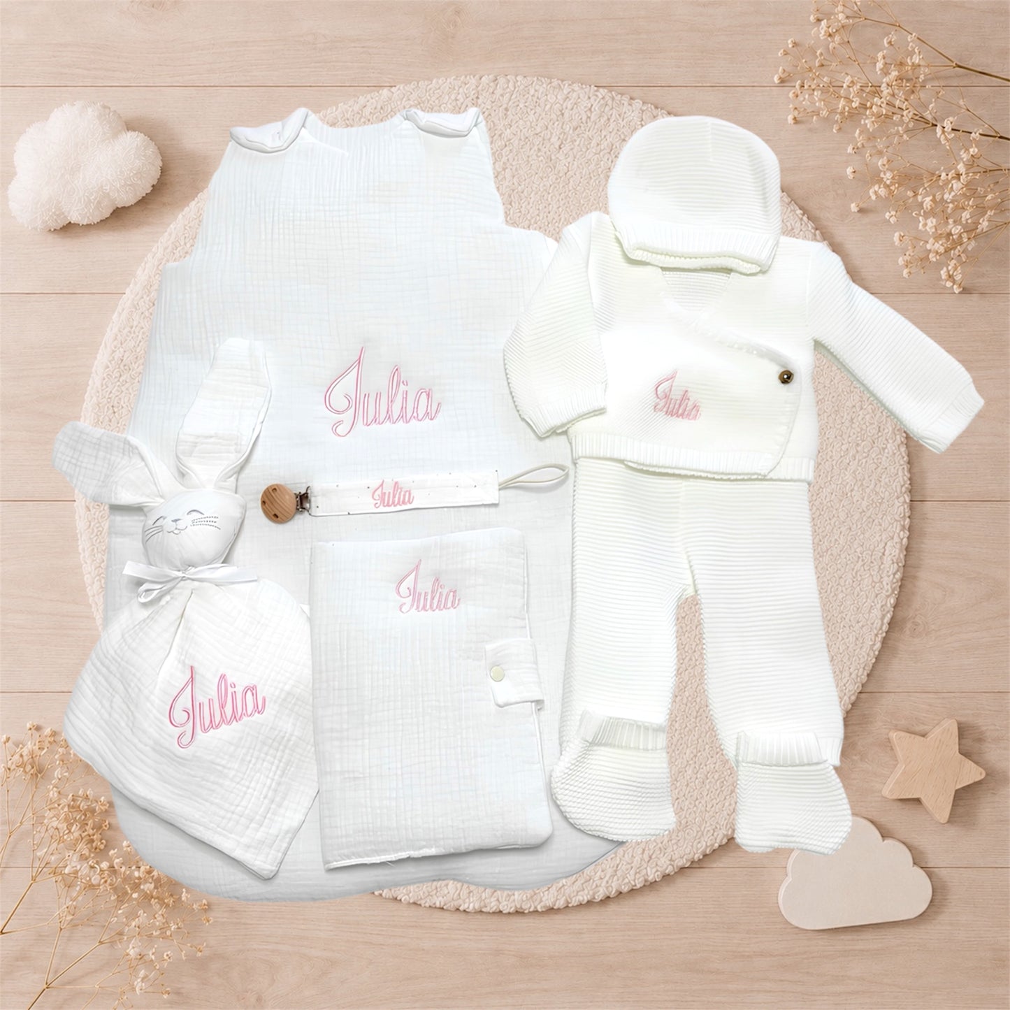 Ensemble naissance personnalisé brodé