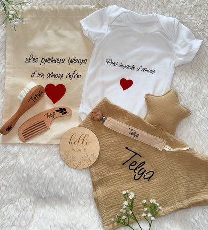 Ensemble Naissance Personnalisé | Cadeau Bébé – Body - Doudou et Accessoires Creationbyso