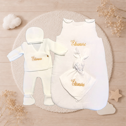 Ensemble naissance personnalisé brodé