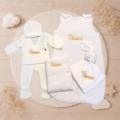 Ensemble naissance personnalisé brodé