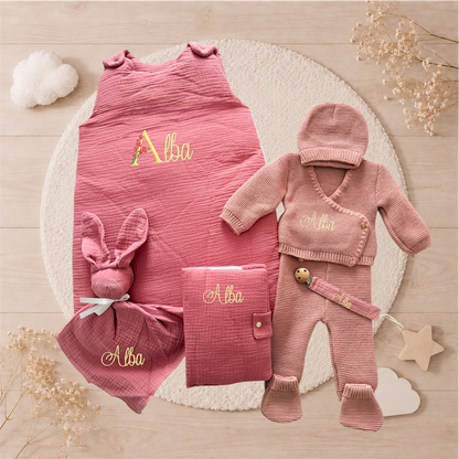 Ensemble naissance personnalisé brodé