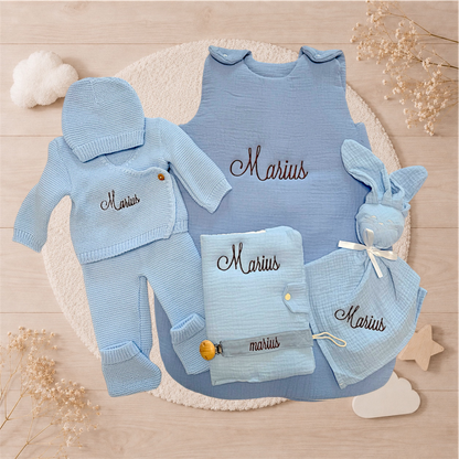 Ensemble naissance personnalisé brodé