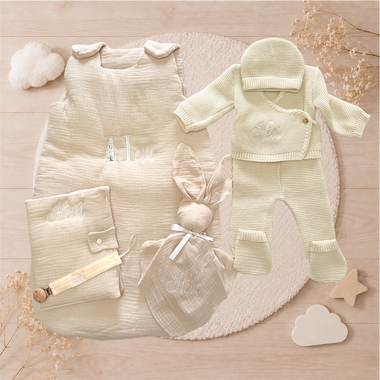 Ensemble naissance personnalisé brodé