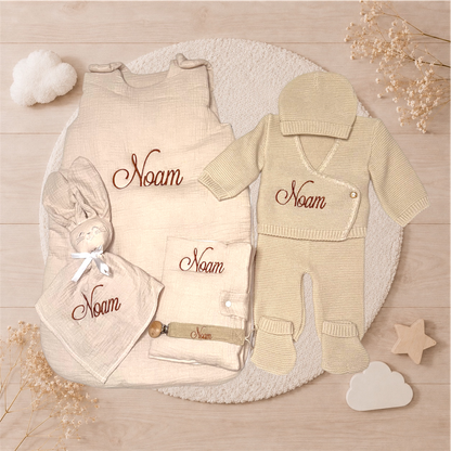 Ensemble naissance personnalisé brodé