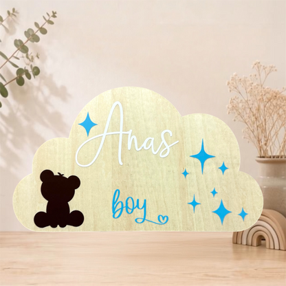 Pancarte nuage en bois personnalisée avec prénom