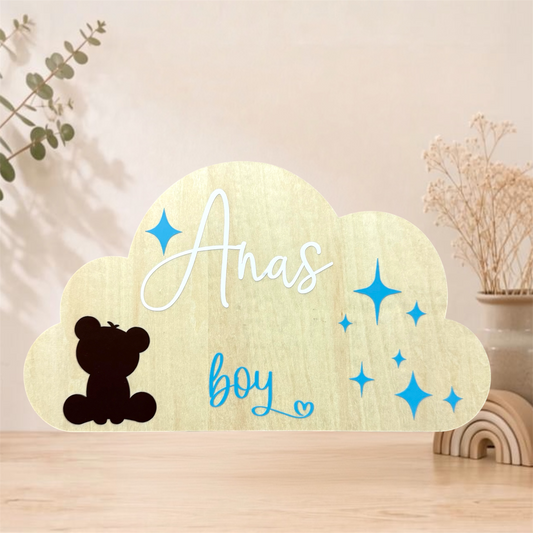 Pancarte nuage en bois personnalisée avec prénom