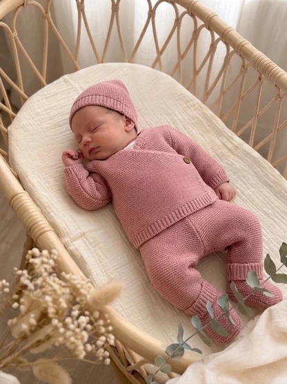 Ensemble naissance en maille personnalisé brodé