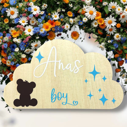 Pancarte nuage en bois personnalisée avec prénom Creationbyso