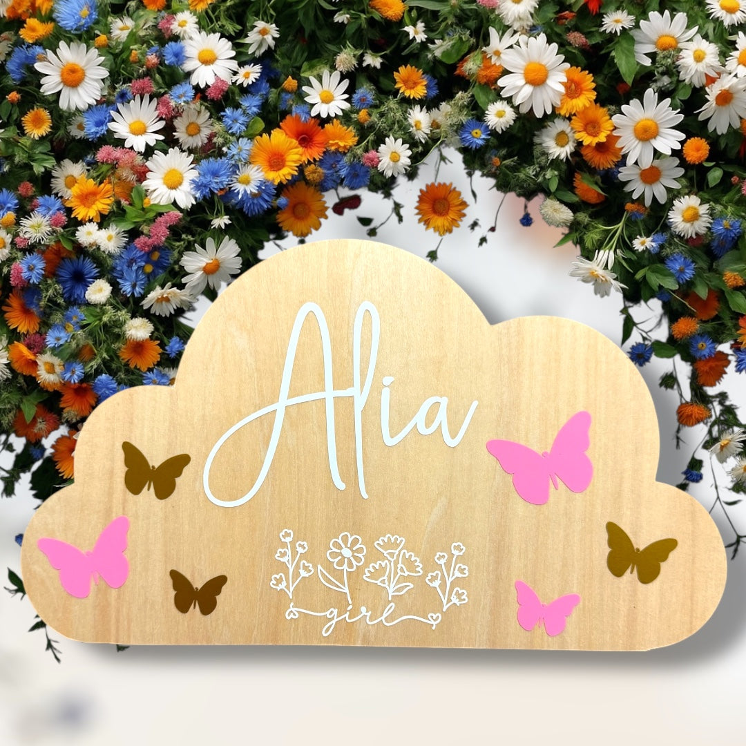Pancarte nuage en bois personnalisée avec prénom Creationbyso