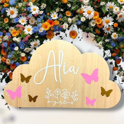 Pancarte nuage en bois personnalisée avec prénom Creationbyso